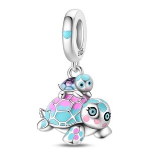 S925 Sea Turtle Mom and Baby Charm Pandora Style